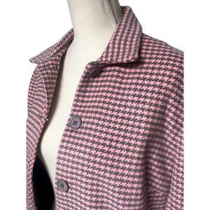 Bedford Fair Pink Gray Wool Blend Houndstooth Button Jacket Women's L Petite